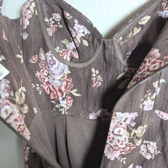 Brock Collection X H&M Brown Floral Spaghetti Strap Mini Slip Dress S - Picture 6 of 9